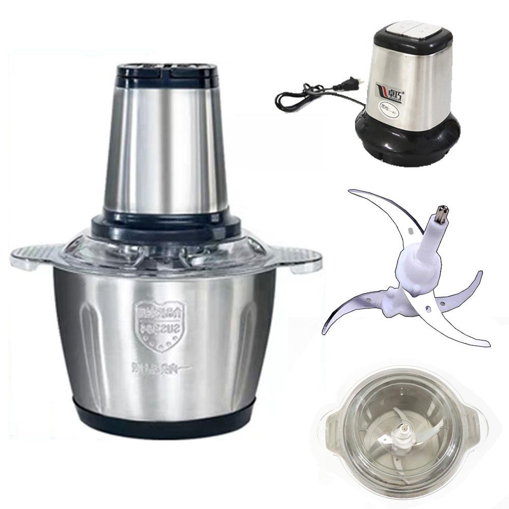 Máy Xay Thịt Cá Đa Năng Cối Inox 304 4 Lưỡi Cao Cấp, Công suất 250W - Nghiền Tỏi Ớt Rau Củ - Hàng Loại 1- Chính Hãng MINIIN