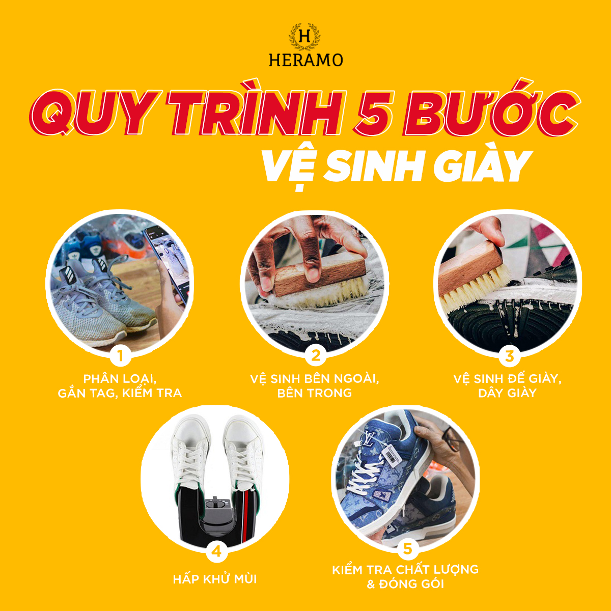 HCM [E-Voucher] Giảm 50% Dịch vụ Vệ Sinh Giặt Sneaker, Giày Thể Thao - giao nhận tận nơi tại ứng dụng HERAMO