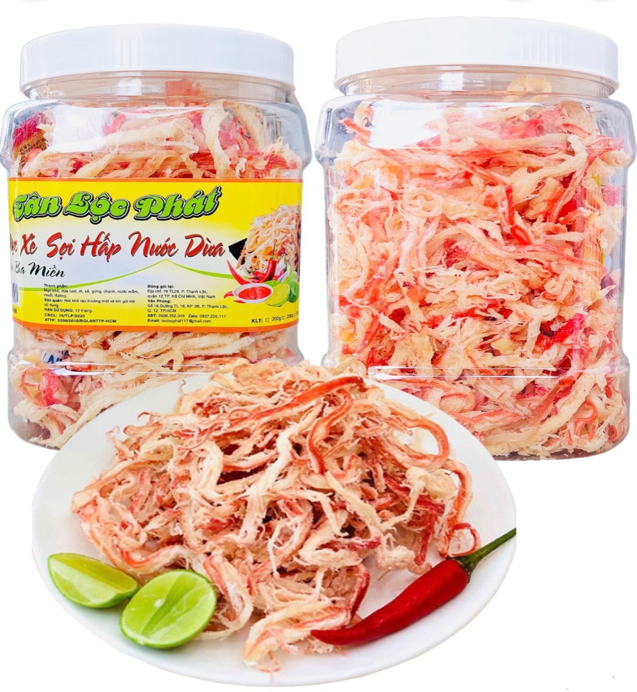 MỰC SỢI HẤP NƯỚC DỪA TÂN LỘC PHÁT COMBO 1KG - MỖI HŨ 500G