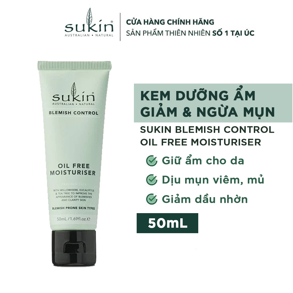 KEM DƯỠNG ẨM GIẢM MỤN (SUKIN BLEMISH CONTROL OIL FREE MOISTURISER) 50ML