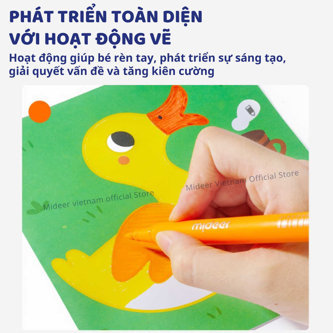 Tranh tô màu, vẽ sáng tạo 3 cấp độ Mideer Brain Gamebook