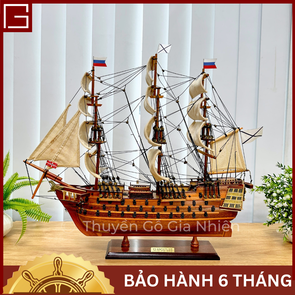 Mô Hình Thuyền Gỗ Phong Thủy Gia Nhiên, Thuyền Buồm Gỗ 12 APOSTLES Dài 40cm, Thuyền Trang Trí Xuất Khẩu Chất Lượng Cao