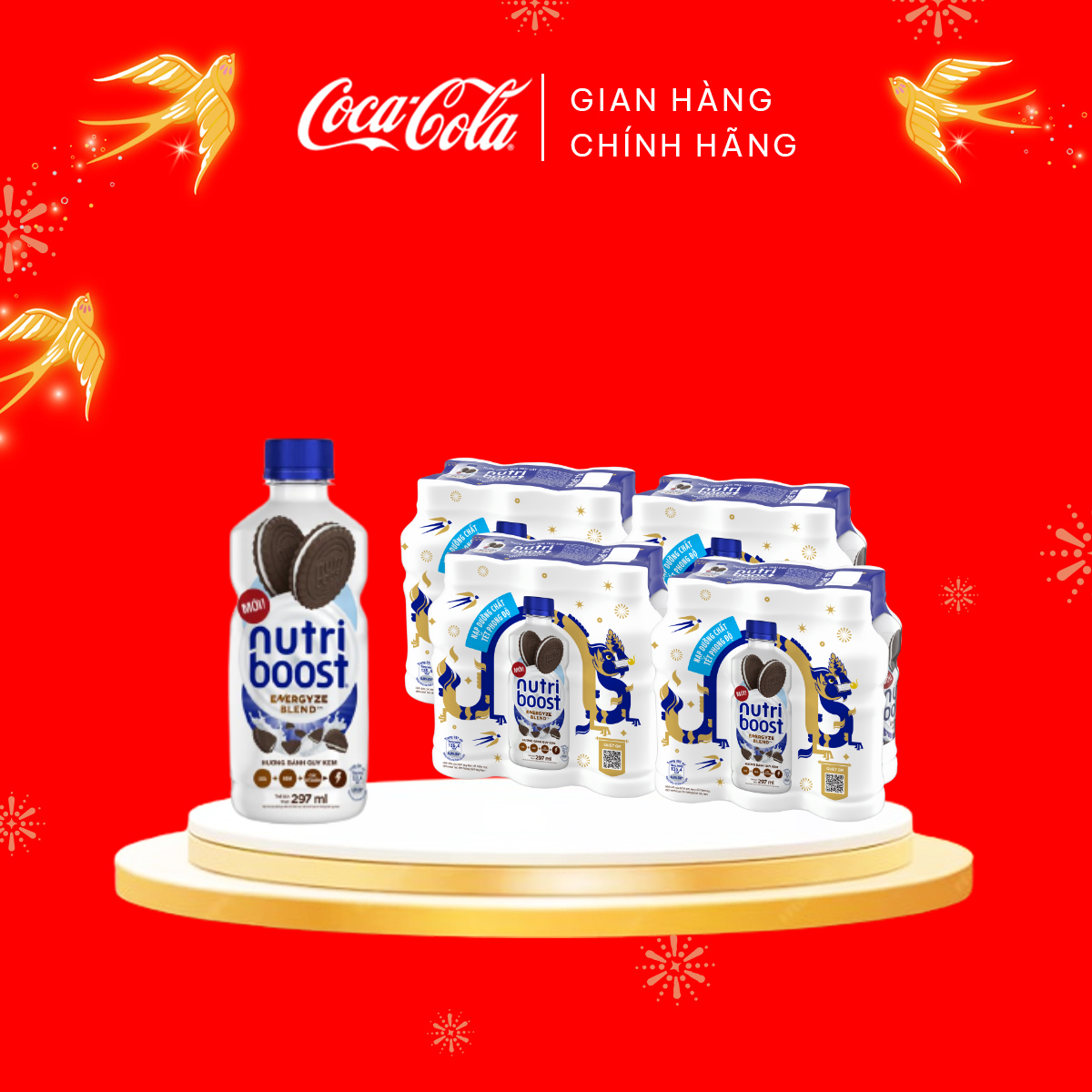 Lốc 24 Chai Thức Uống Sữa Trái Cây Nutriboost Hương Bánh Quy Kem
