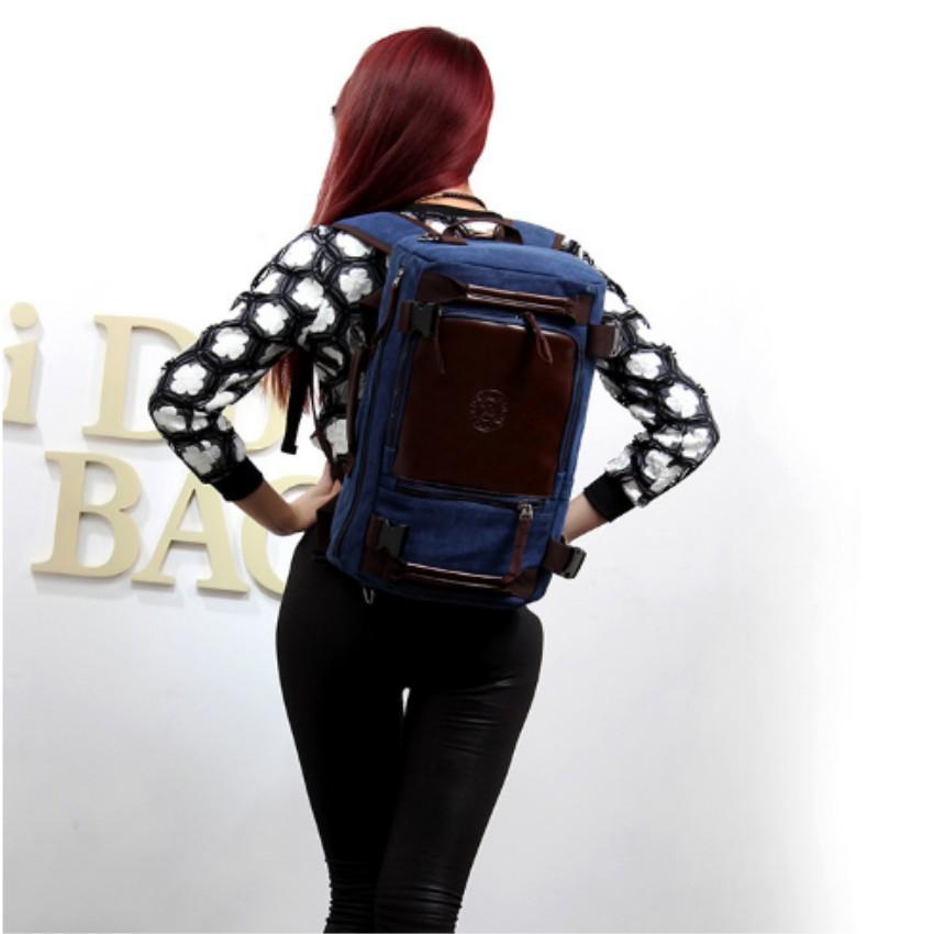 Balo Canvas Phối Da cho nam và nữ Thời Trang sinh viên, du lịch, dã ngoại 205937