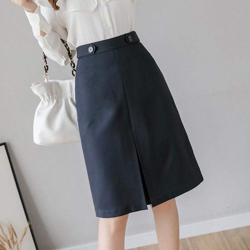 Chân váy dài công sở chữ A xẻ trước ulzzang CHERRY váy công sở dáng dài chữ A kiểu dáng midi thanh lịch CHERRY V057