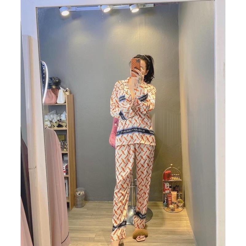 PIJAMA DÀI HOẠ TIẾT CAM  CAO CẤP