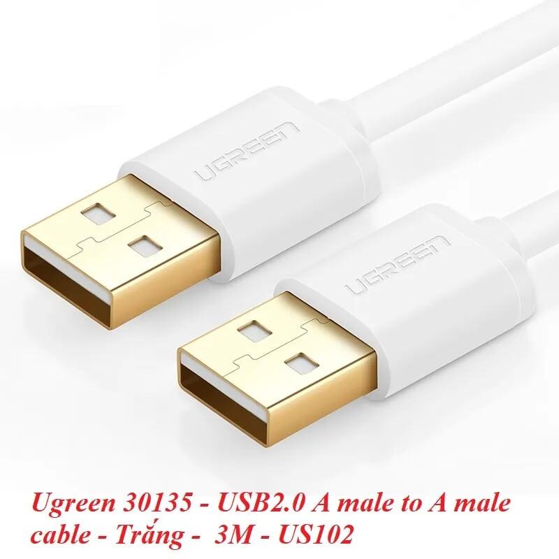 Ugreen UG30135US102TK 3M màu Trắng Cáp 2 đầu USB 2.0 vỏ nhựa PVC - HÀNG CHÍNH HÃNG