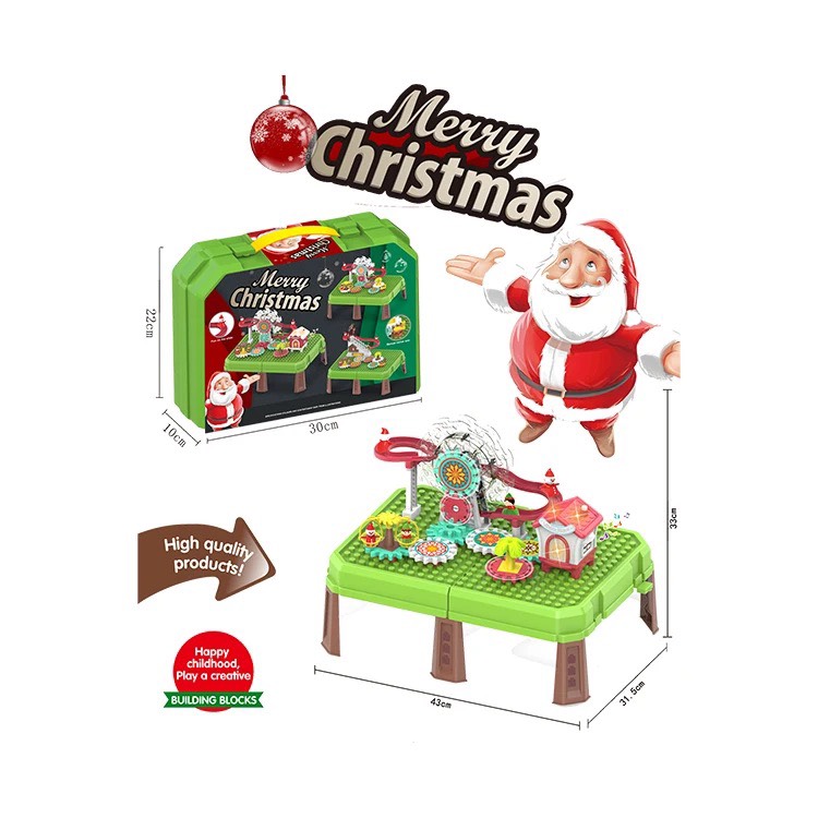 Bàn lego giáng sinh ông già Noel đồ chơi xếp hình đa năng cho bé trai gái từ 2 3 4 5 tuổi, quà giáng sinh cho bé