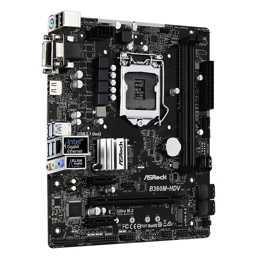 Bo Mạch Chủ Mainboard ASRock B360M HDV Socket 1151 - Hàng Chính Hãng