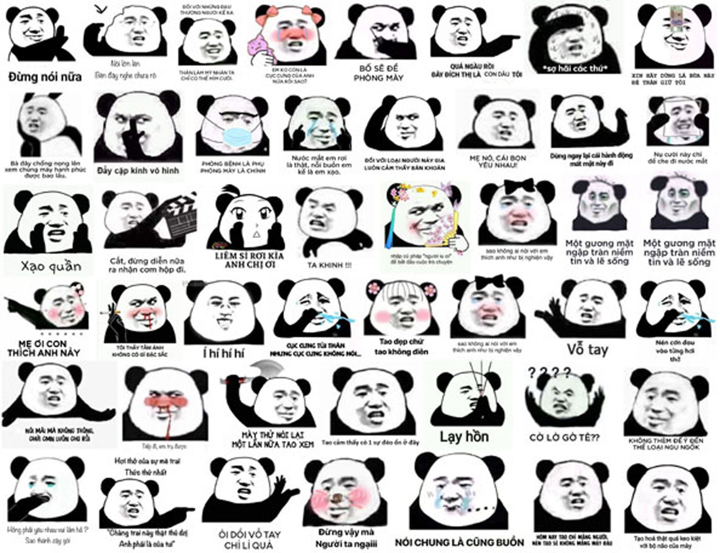 sticker set 60 ảnh Meme Gấu Trúc bựa. cute. hài hước