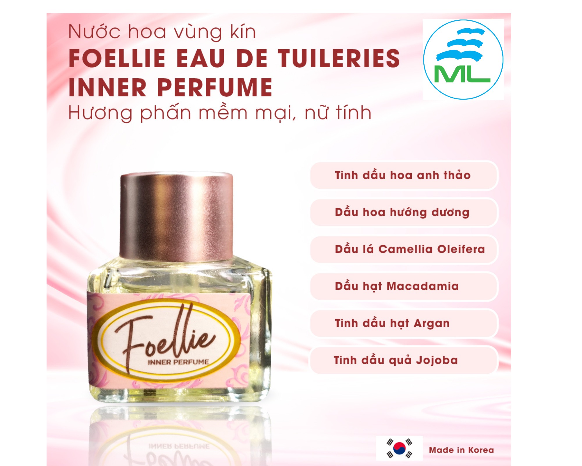 Nước hoa vùng kín Foellie Eau De Innerb Perfume -Tuileries khử mùi 5ml 