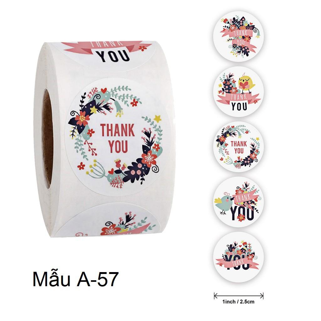 Cuộn 500 tem Sticker Thank you in màu tự dính - Tem cảm ơn siêu dễ thương