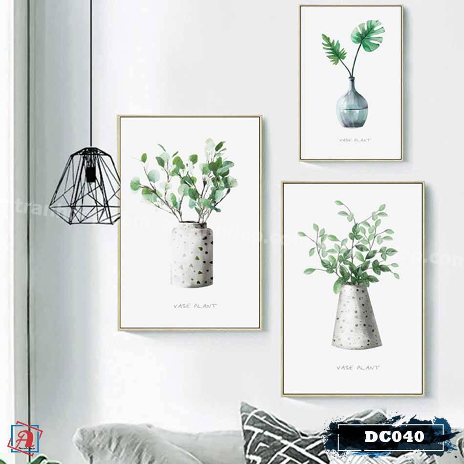 Bộ 3 tranh canvas treo tường Decor Hoa lá phong cách scandinavian – DC040