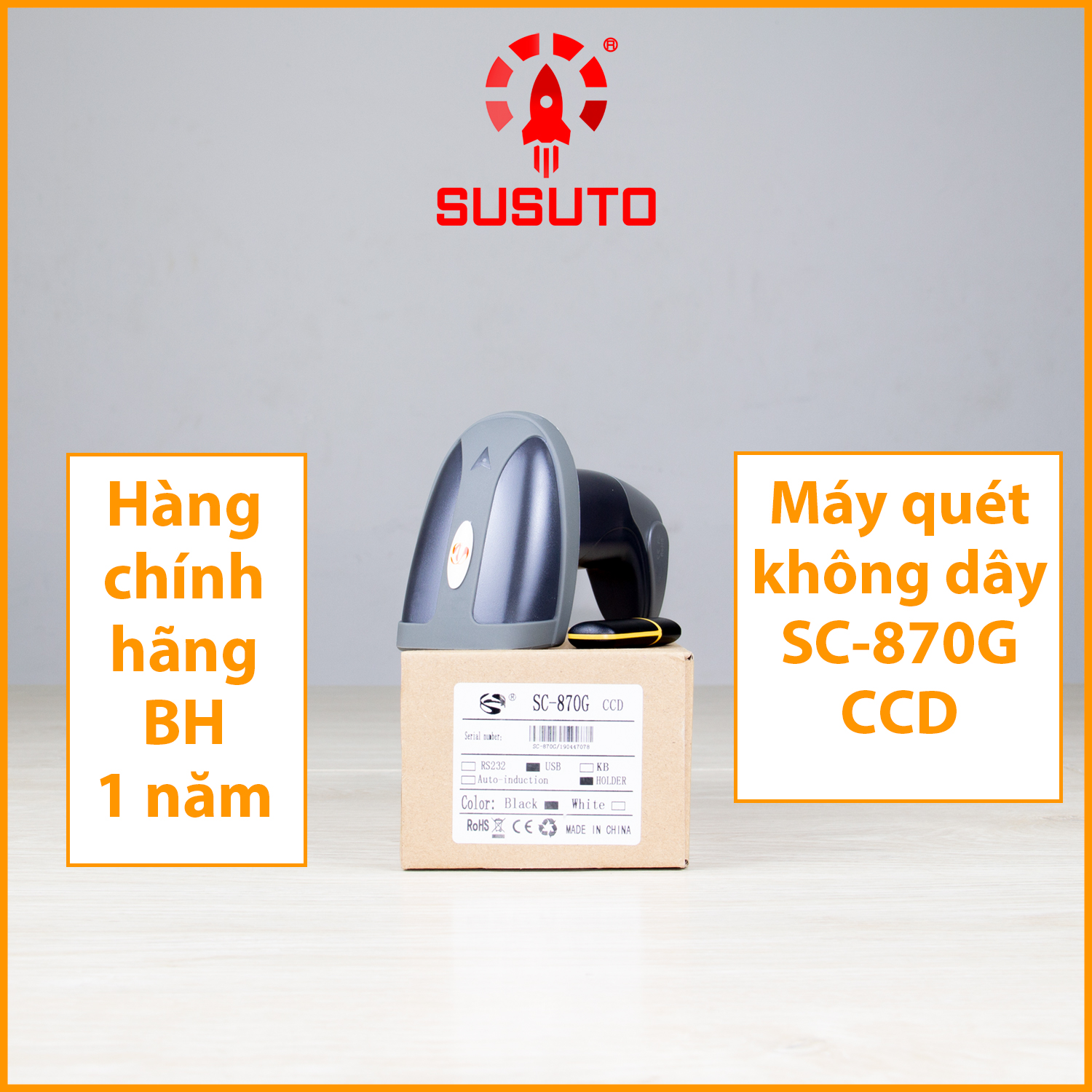 Máy quét mã vạch không dây đơn tia CCD 1D SC-870G - Hàng chính hãng