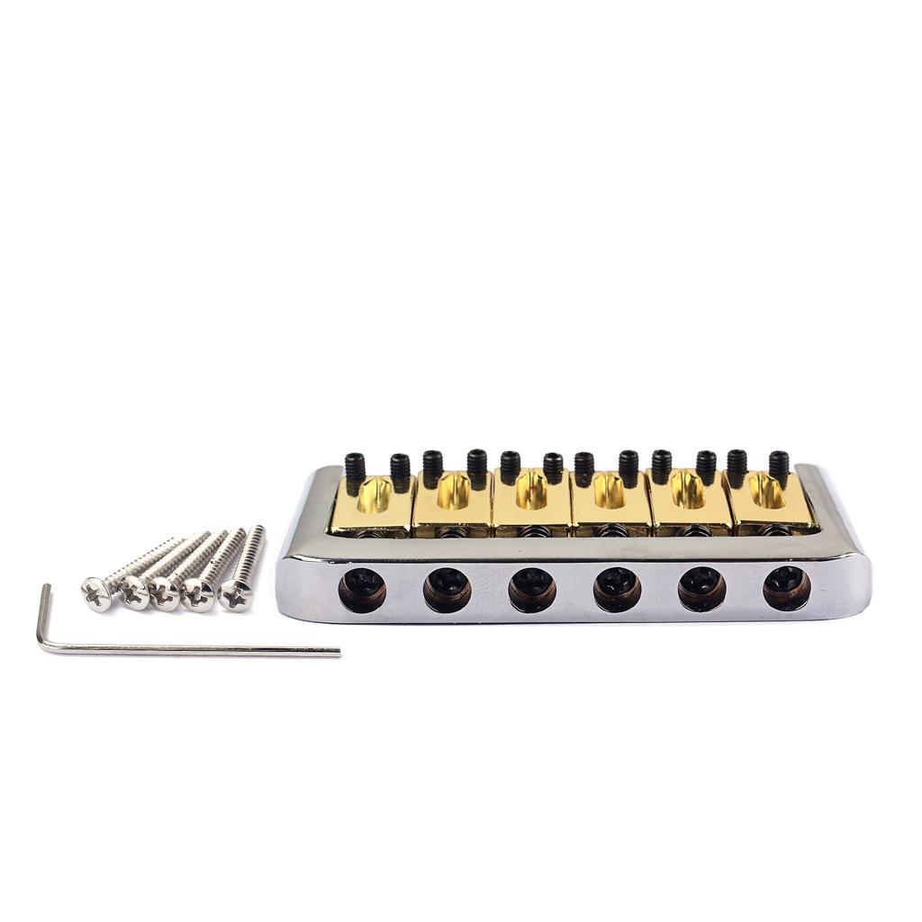 1 Set 6 String Guitar Fixed Bridge Saddle for Electric/Cigar Box Guitar Replacement Parts Chrome