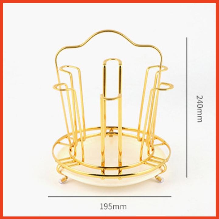 Khay úp ly mạ vàng tròn có tặng kèm khay hứng nước cao cấp