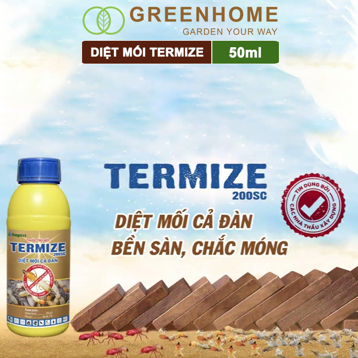 Thuốc Diệt Mối Tận Gốc Greenhome Termize 200SC, Chai 50ml, Sinh Học Thế Hệ Mới, An Toàn, Không Mùi, Diệt Cả Đàn