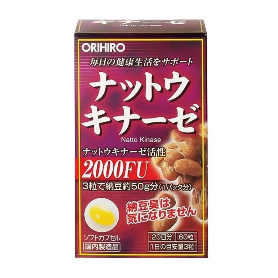 Thực phẩm chức năng: Viên uống hỗ trợ điều trị tai biến Orihiro Natto kinase 2000FU 60 viên nội địa Nhật Bản