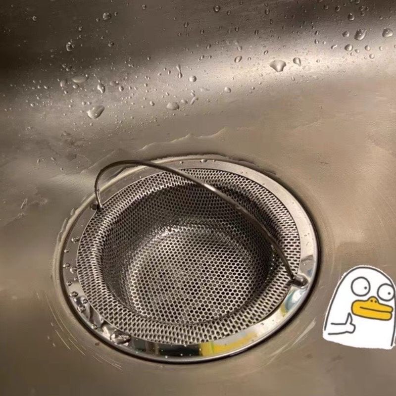 Dụng cụ lọc rác bồn rửa chén bát Inox - Có quai xách loại dày cải tiến