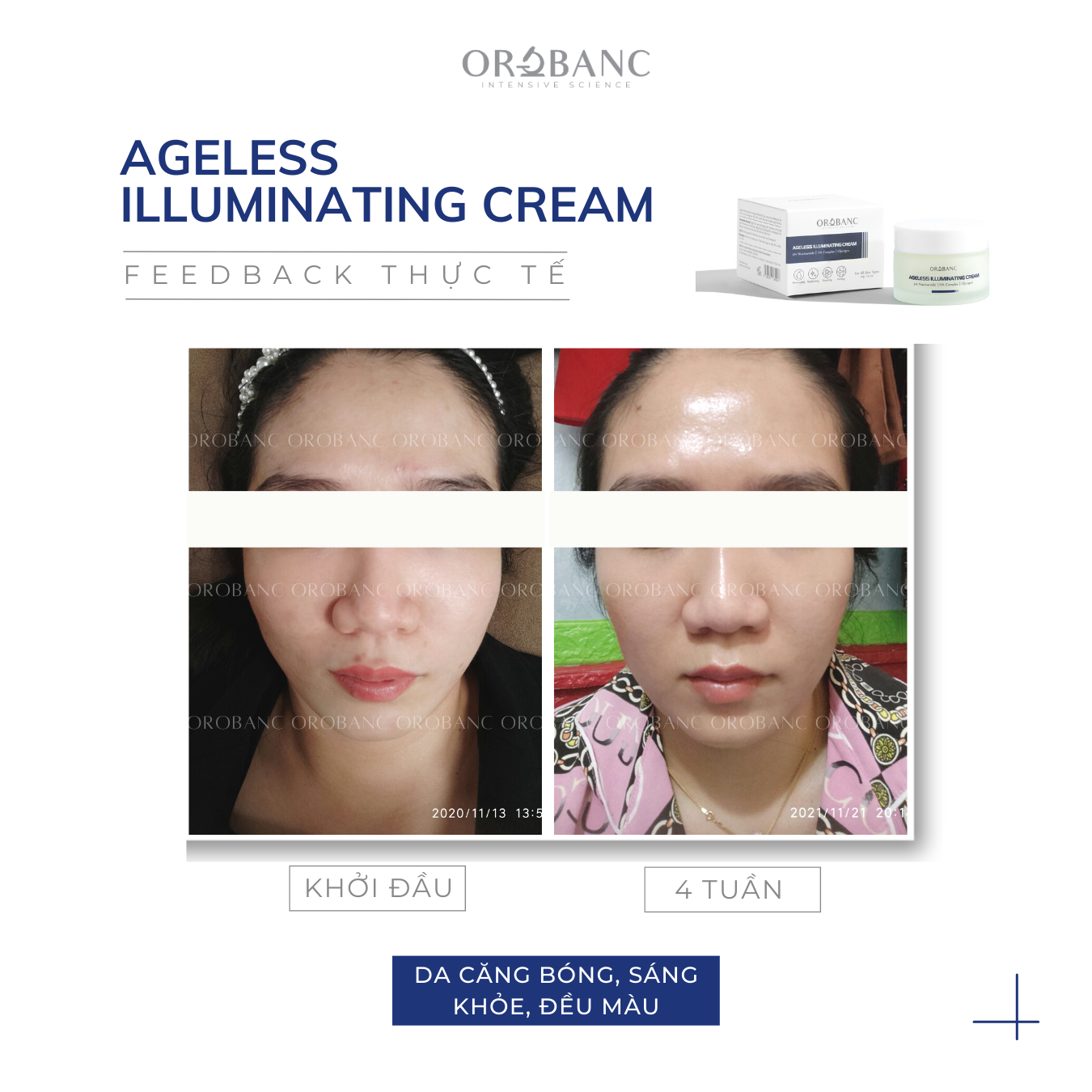 Kem dưỡng ẩm, phục hồi, sáng da và chống lão hóa - Orobanc Ageless Illuminating Cream 40GR