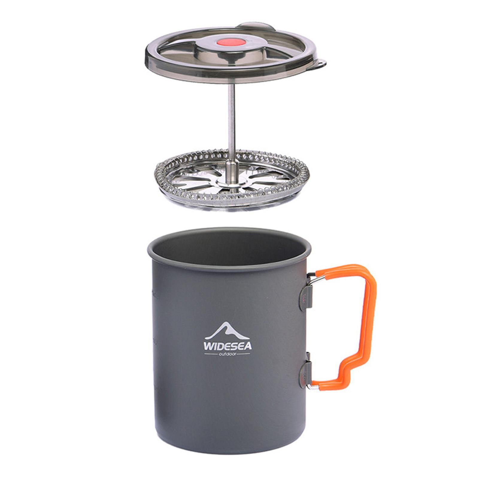 750ml Camping Coffee Pot Camp Cooking Pot with Filter Mesh for Picnic