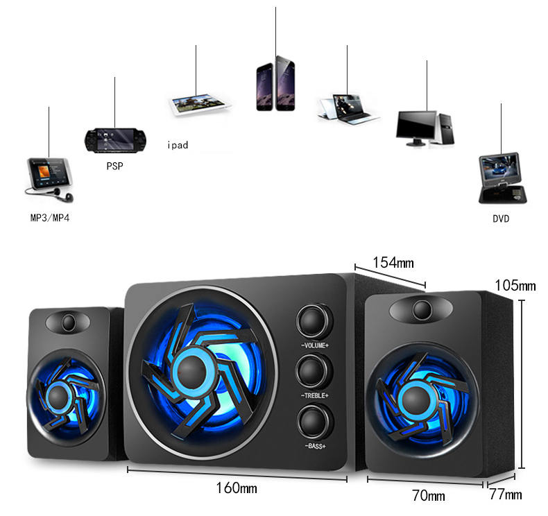 Bộ Loa Vi Tính Để Bàn D-209 + Tai Nghe Bluetooth Nhét Tai
