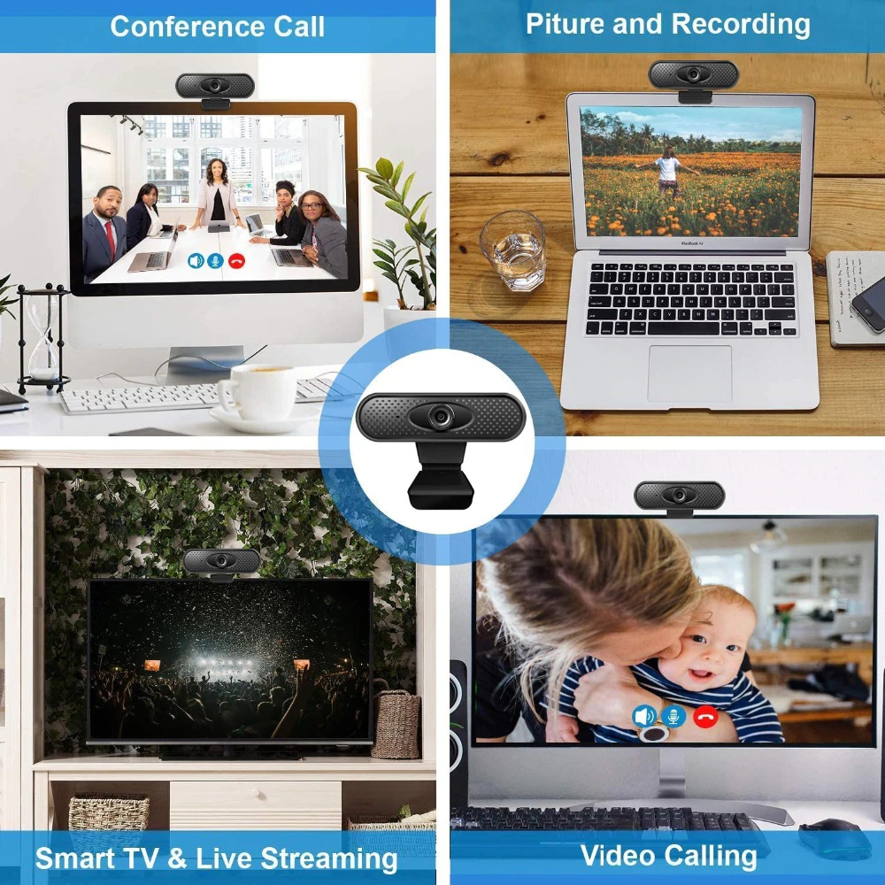 Webcam Máy Tính Laptop PC camera HD Lấy Nét Tự Động Tích Hợp Micro &amp; Cổng USB - Hàng Nhập Khẩu