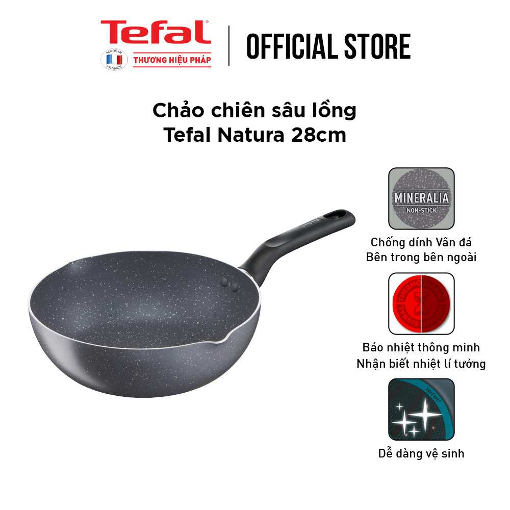 Chảo sâu lòng chống dính Tefal Natura 28cm, dùng cho bếp gas và hồng ngoại- Hàng chính hãng