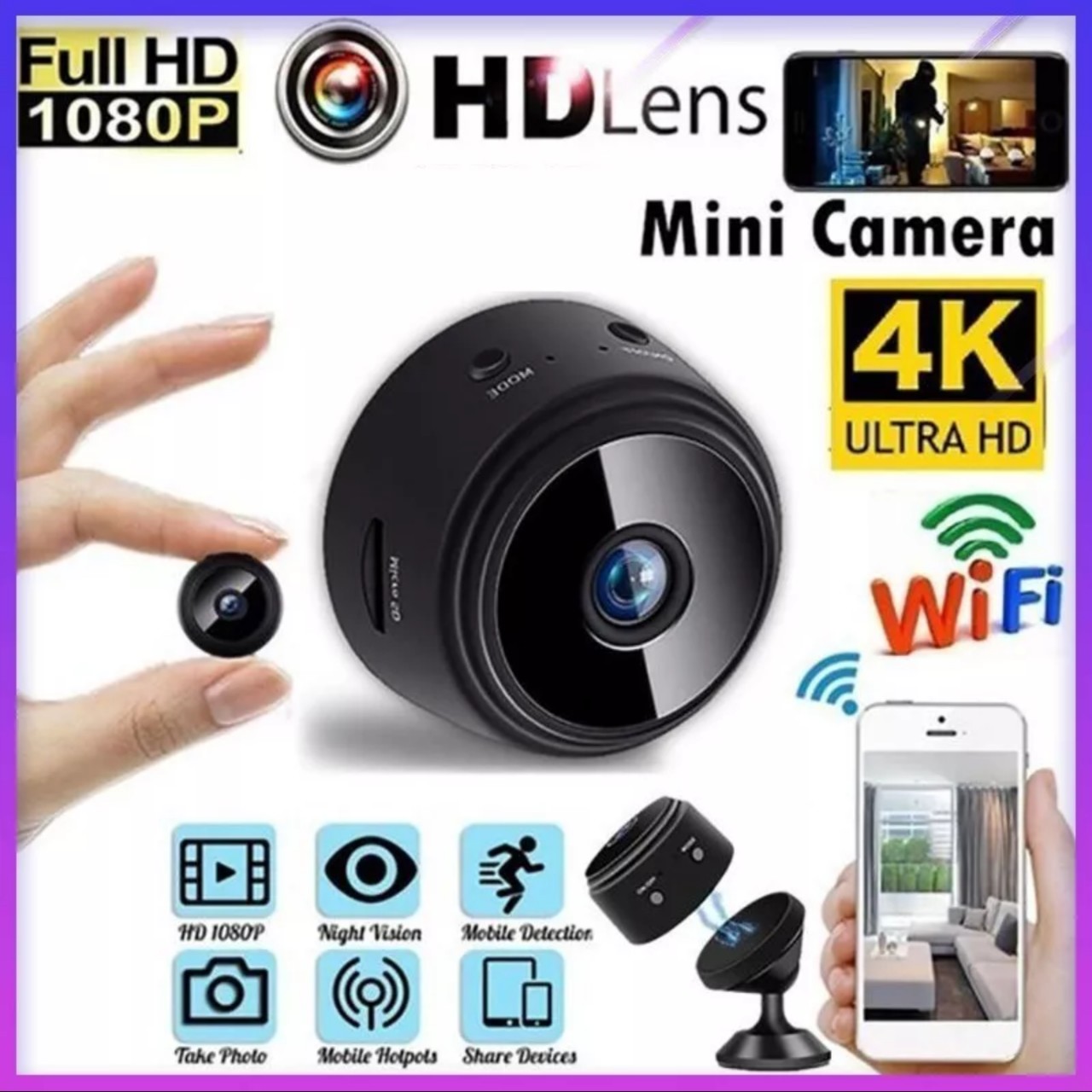 Camera mini cốc sạc giấu kín góc quay rộng 90 độ chất lượng hình ảnh HD 1080p 4K mâu mới 2in1 loại tốt