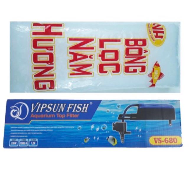 Bộ Máng Bơm Lọc Nước Hồ Cá VS-680 & Bông Lọc - Hàng Công Ty