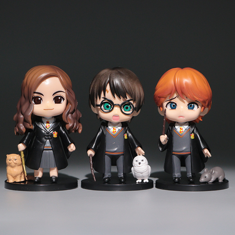 Bộ Sưu Tập Mô hình để bàn 6 nhân vật Harry Potter phong cách Chibi siêu đáng yêu, cao 9-10cm, cử động được khớp tay