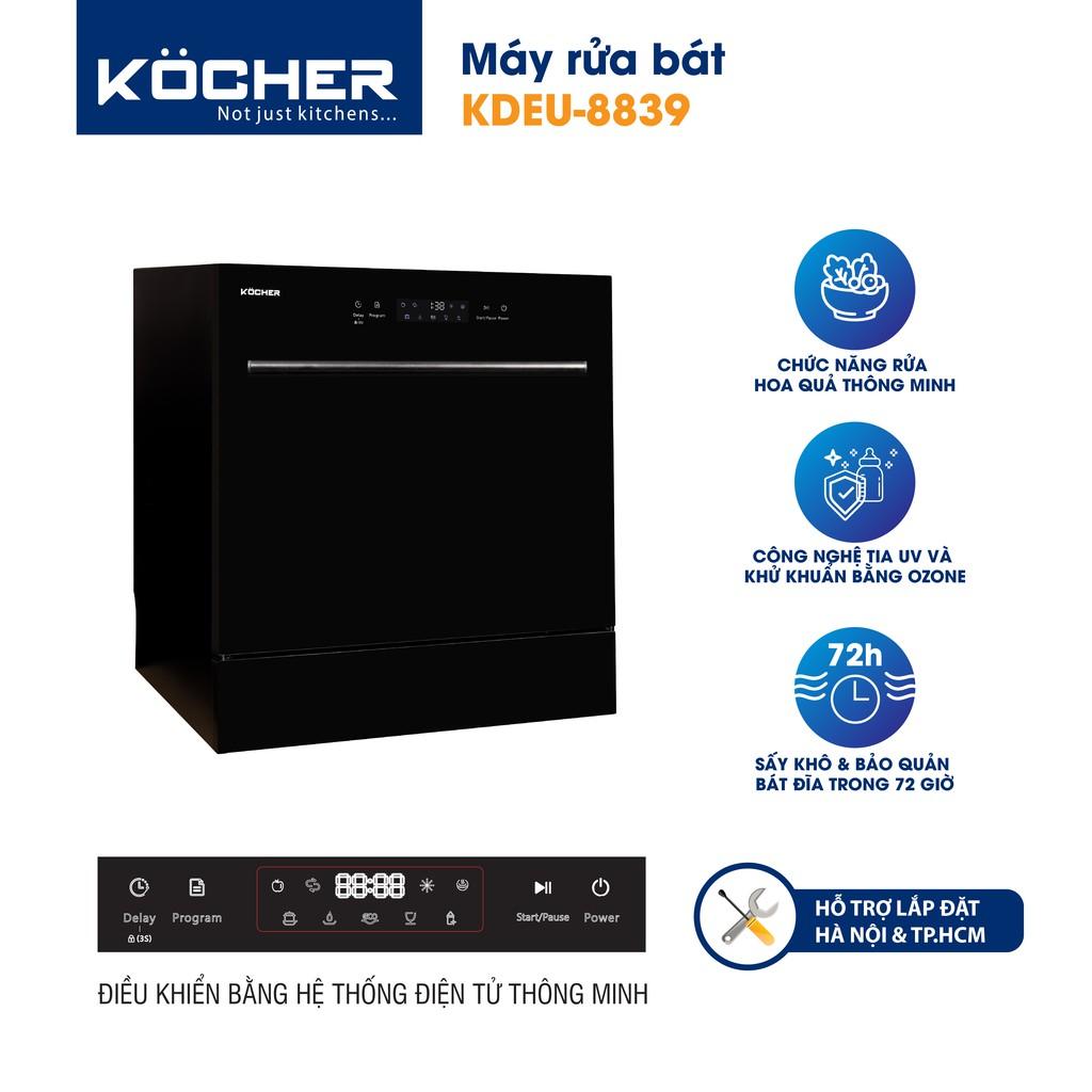 Máy rửa bát Kocher KDEU-8839 6 chế độ rửa + 5 chức năng thông minh - Hàng chính hãng