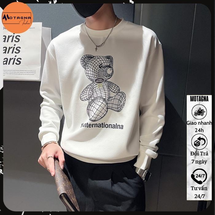 Áo thu đông chất đẹp, Áo sweater nam cổ tròn cao cấp streetwear in Gấu TIO mã NZ689