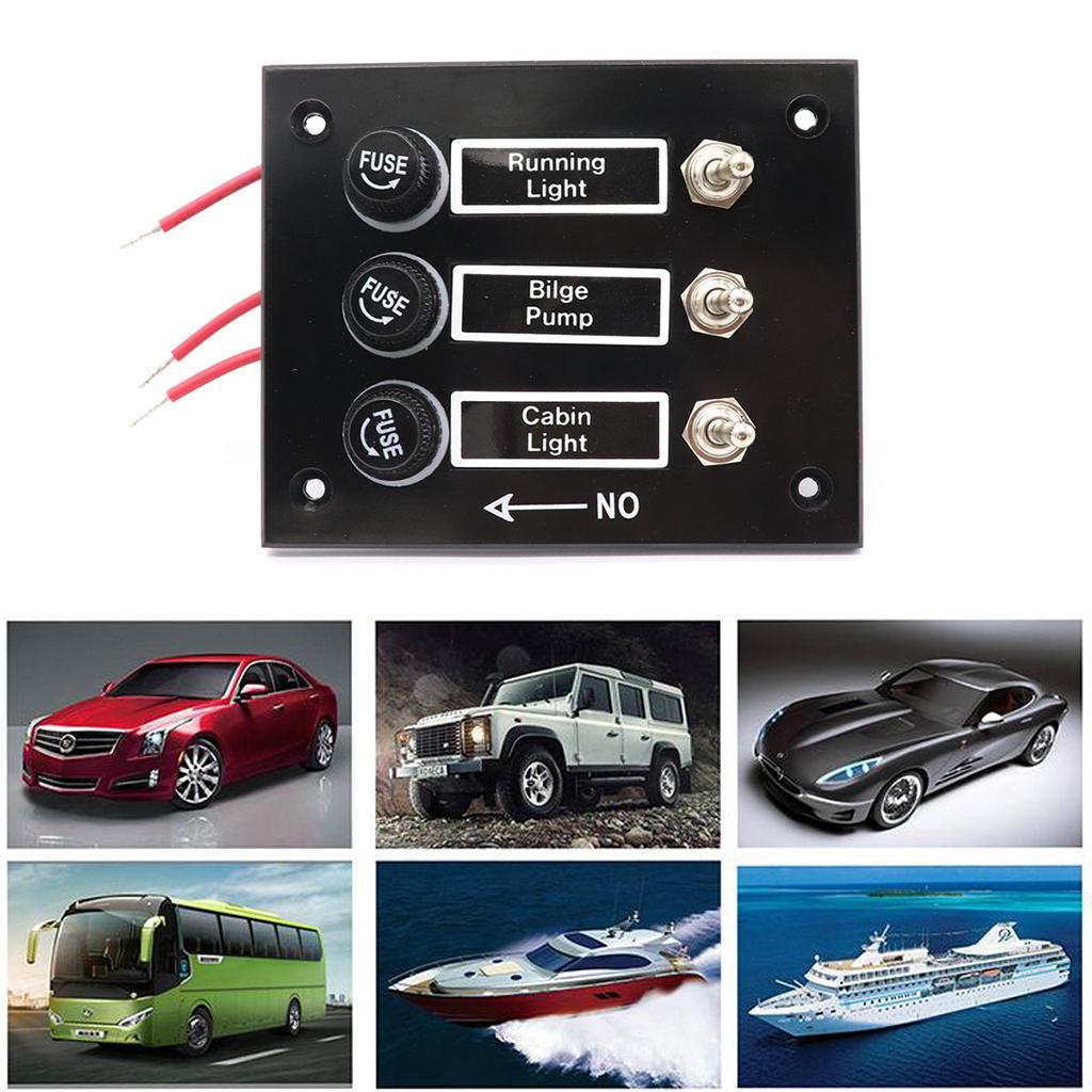 3 Gang ABS Boats Classic Toggle Switch Panel with 5A Fuses DC 12V