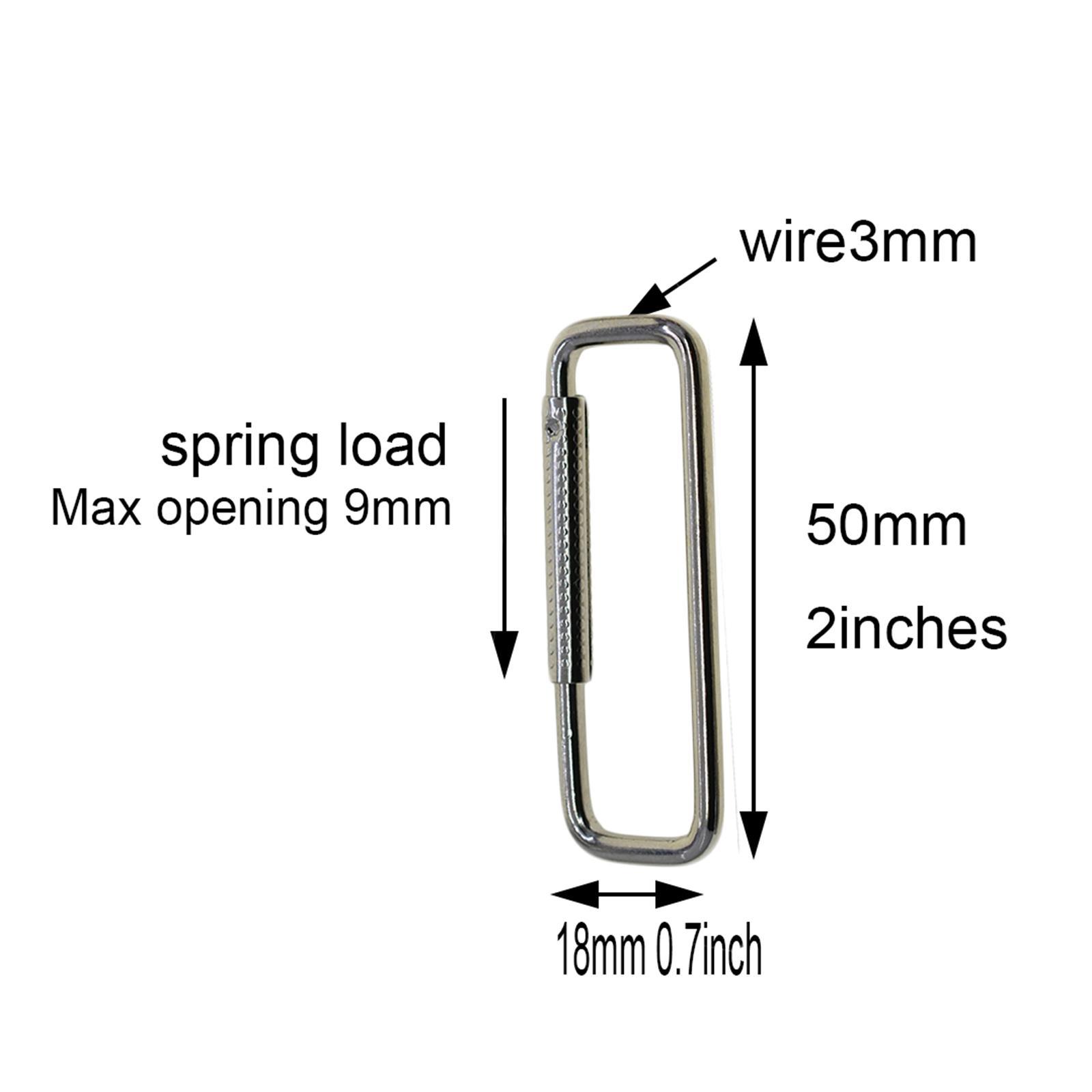 10Pcs Rectangle Carabiner Clips Hook Portable Durable Multifunctional Metal Sturdy DIY Keychain Clips Spring Buckle for Outdoor Indoor Bags