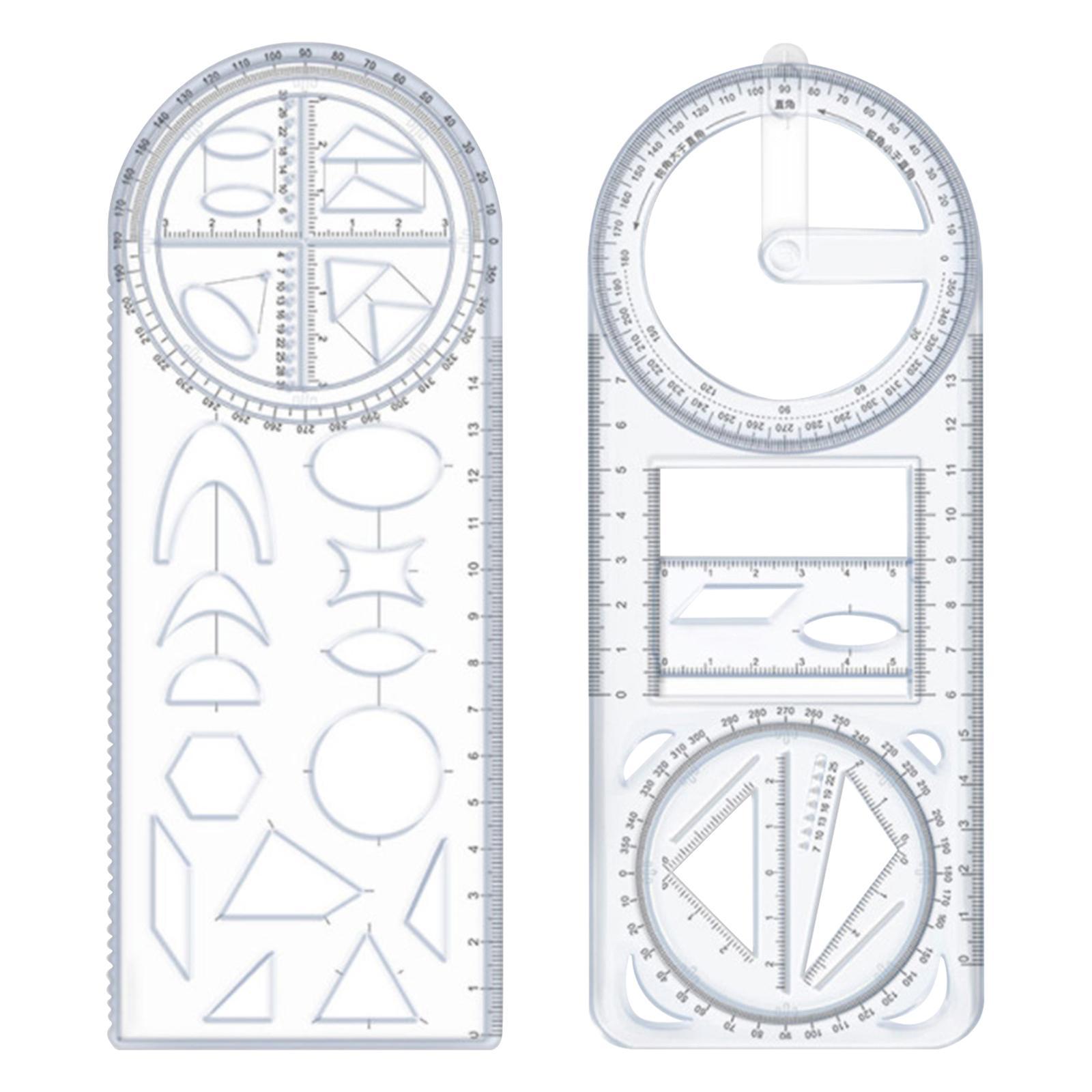 2pcs Multifunctional Ruler Drawing Measuring for Drafting Tailor Office