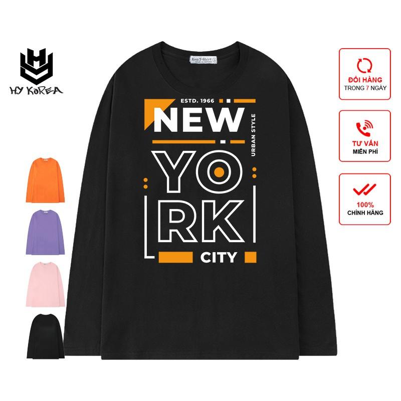 Áo Thun Nam Tay Dài HY KOREA PHOM RỘNG, Vải Cotton 75%, Co Giãn 4 Chiều, In Hình NewYork City 235.