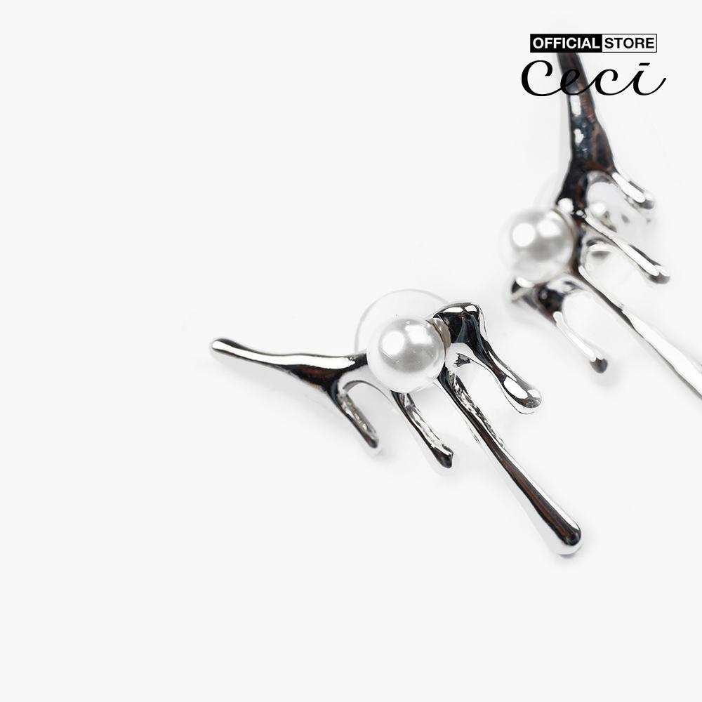 CECI - Khuyên tai nữ xỏ lỗ kiểu dáng độc đáo phối đính ngọc trai CC1-09000108-07