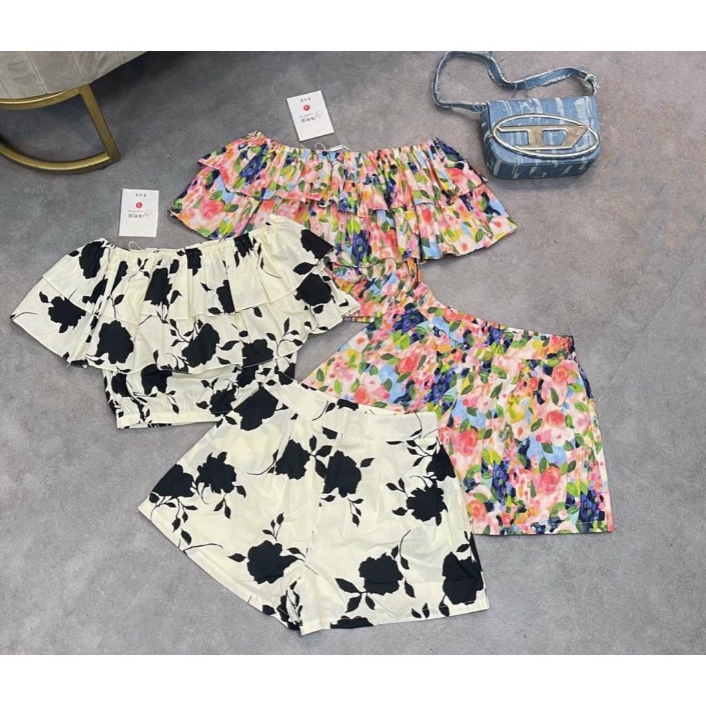SET ĐI CHƠI, SET 2 MÓN ÁO CROPTOP RỚT VAI BÈO PHỐI QUẦN ĐÙI CỰC HOT