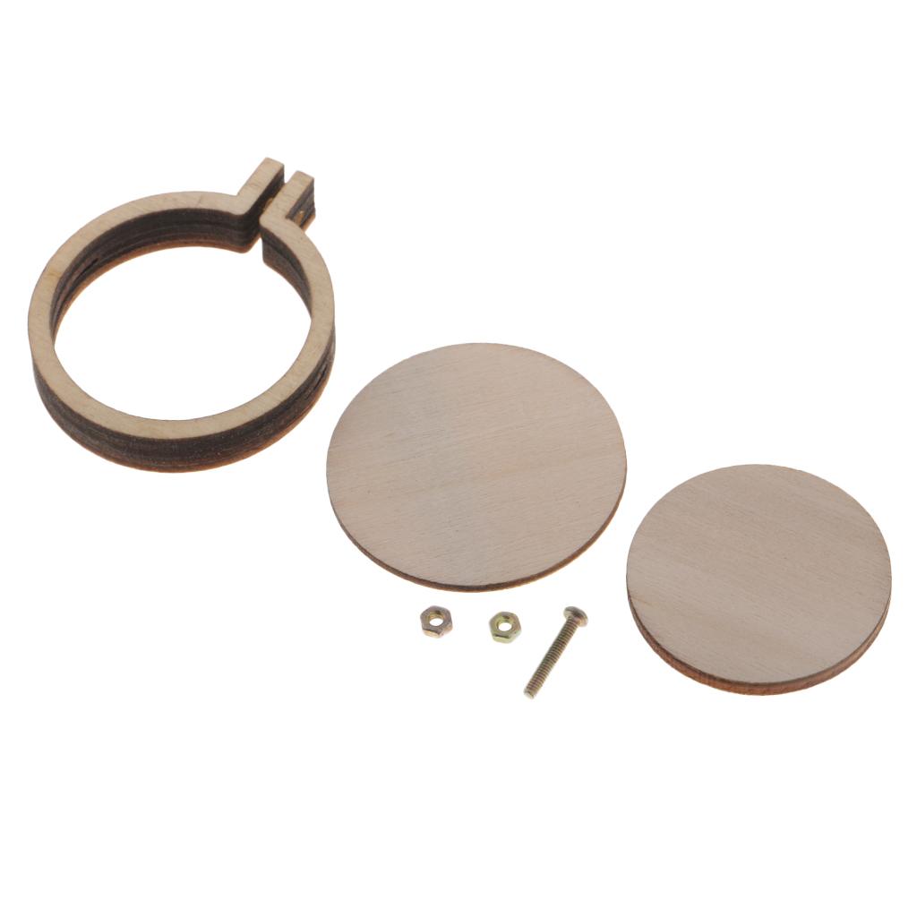 2pcs Mini Wooden Embroidery Hoop Embroidered Frames Ring Pendant Crafts 34mm