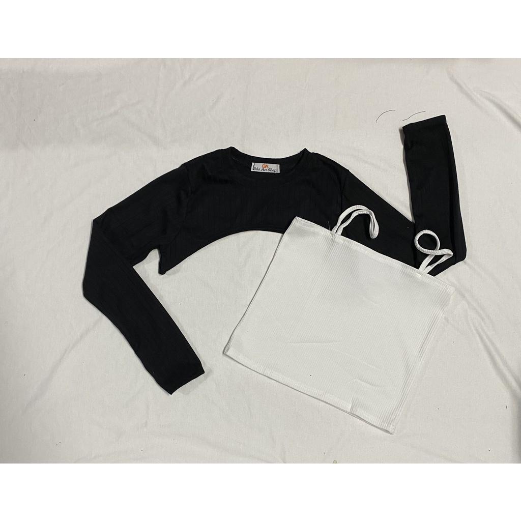 Sét bộ nữ 2 món áo tay dài phối áo dây lót trong cá tính