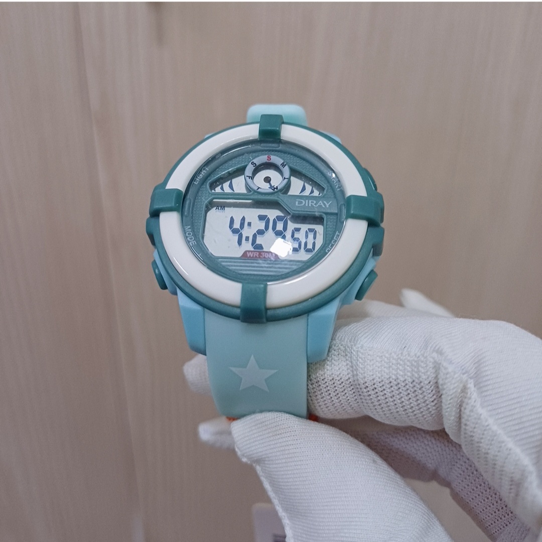Đồng hồ trẻ em điện tử Diray hàng chí.nh hãng màu trắng chống nước, dây silicon bền