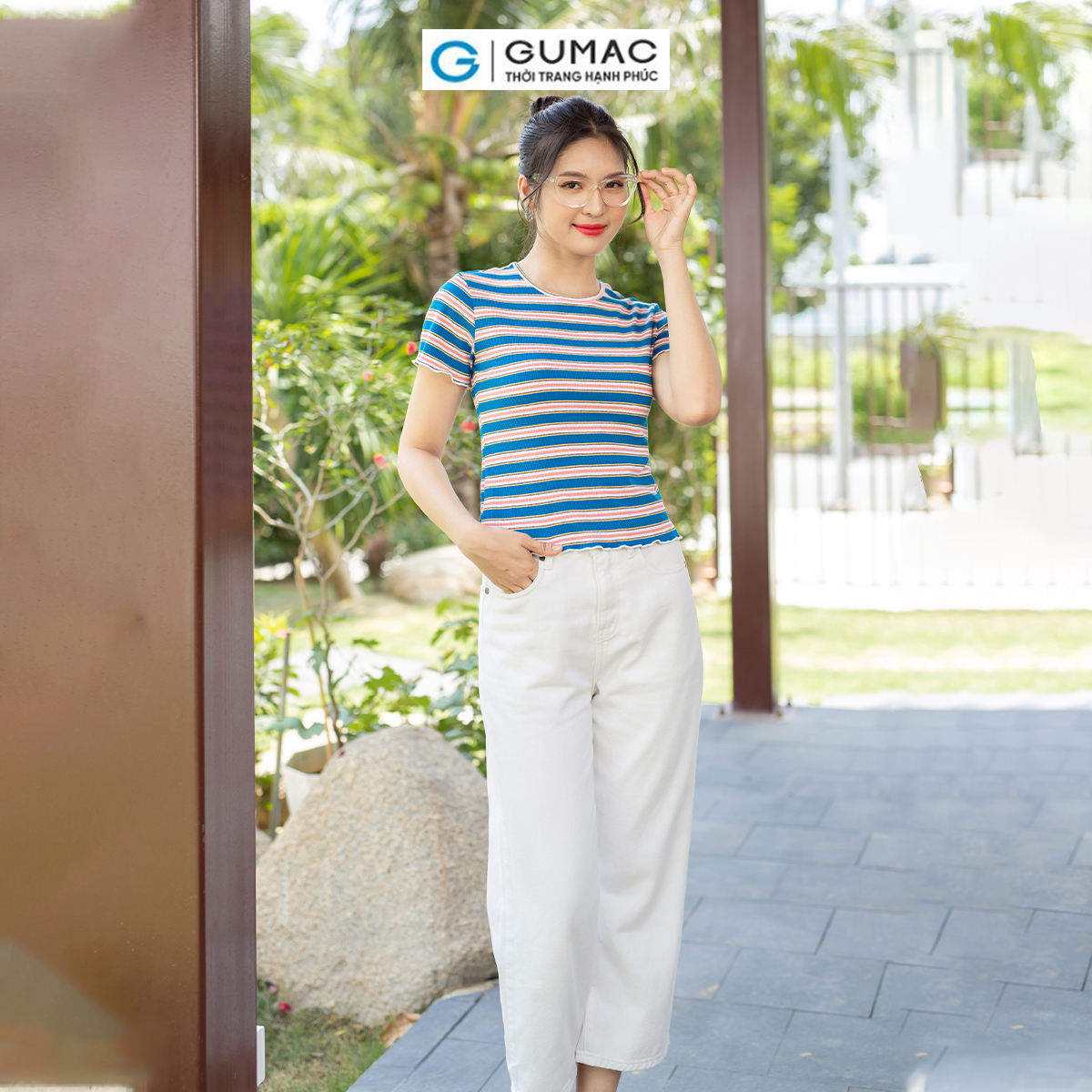 Quần Jeans nữ straight dáng lửng trẻ trung thời trang GUMAC QJD07038