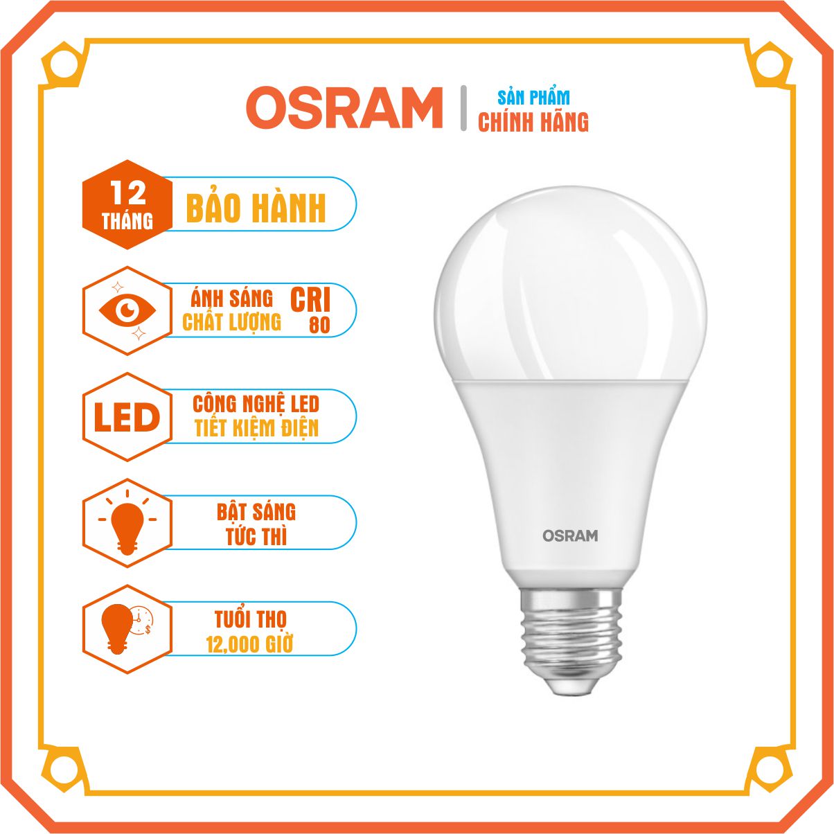 Bóng đèn LED Bulb E27 ECO CLASSIC A 12W OSRAM