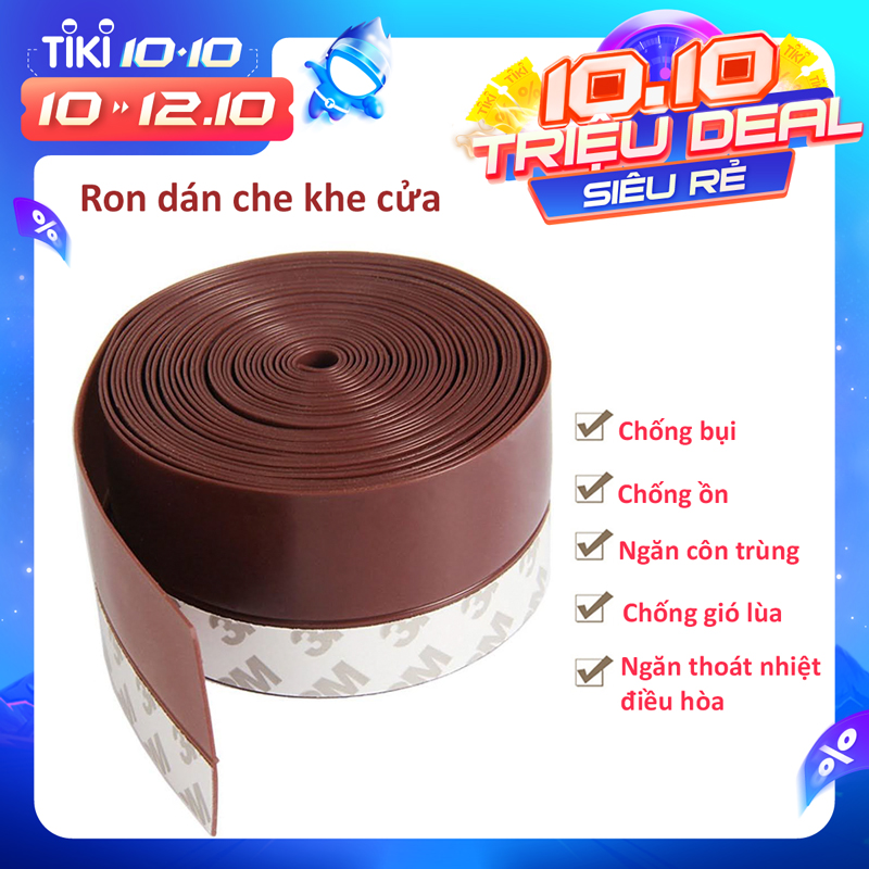 Cuộn 10 Mét Ron Dán Chân Cửa, Khe Cửa Cao Cấp Chống Ồn Ngăn Bụi, Chống Côn Trùng , Chống Thoát Nhiệt Điều Hòa - Hàng Chính Hãng 3M - Nâu - 45 Mm