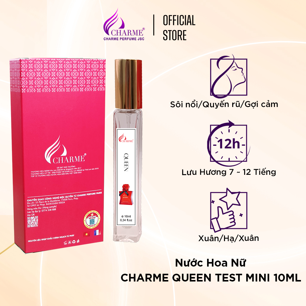 Nước hoa nữ sang trọng Charme Queen mùi hương nồng nhiệt tươi mát của hoa hồng lưu hương lâu