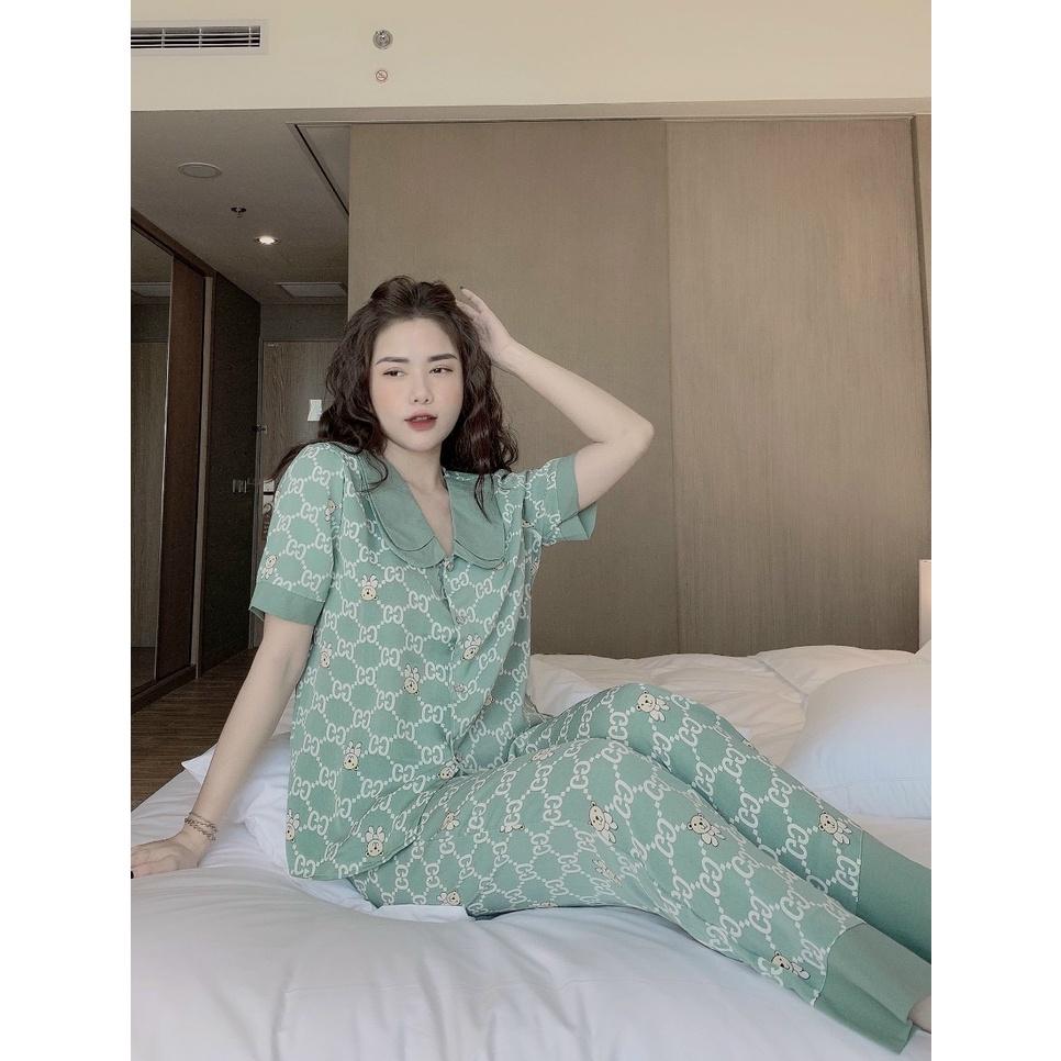 Đồ Bộ Ngủ Nguyên Set Pijama Cổ Thường + Cổ Sen 2 Lá Quần Dài Tay Ngắn Lụa Mango Thiết Kế Cao Cấp Không Xù Mẫu Hot 2021