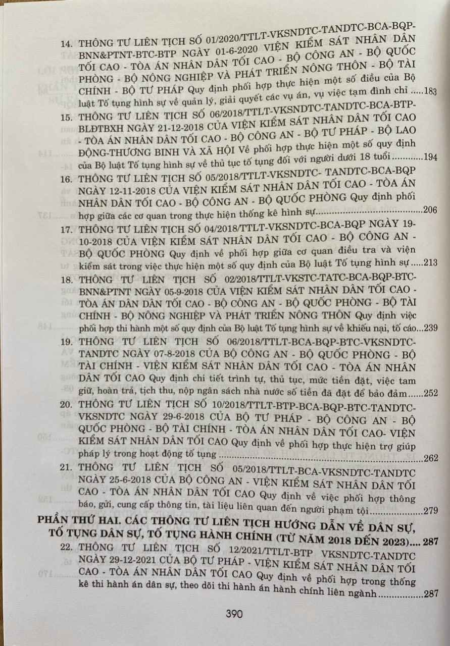 Sách- Các Thông Tư Liên Tịch Của Tòa Án Nhân Dân Tối Cao - Viện Kiểm Sát Nhân Dân Tối Cao - Bộ Tư Pháp - Bộ Công An - Bộ Quốc Phòng