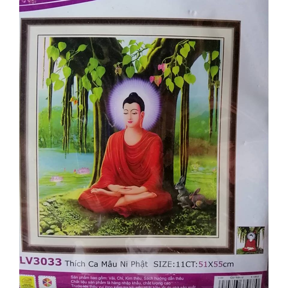 tranh thêu phật thích ca mâu ni 51x55cm