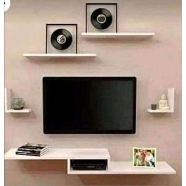 Kệ tivi trang trí các thanh ngang như hình cho phòng khách phòng ngủ